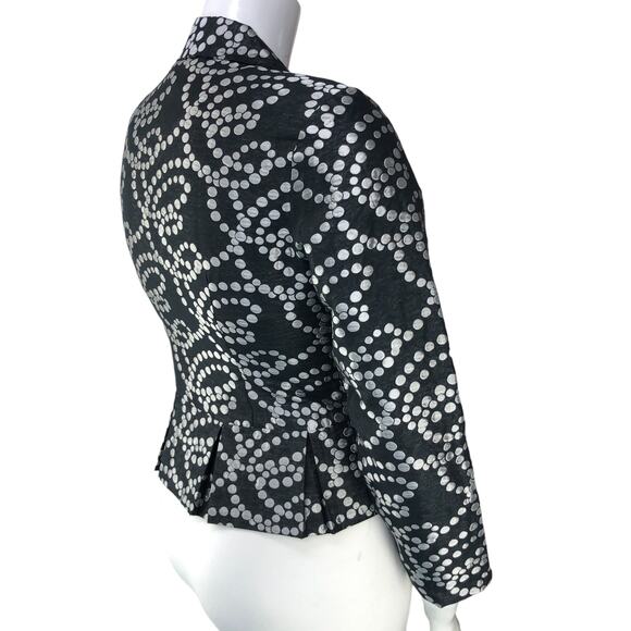 Samuel Dong Womens Size M Blazer Jacket Black Silver Dotted Collared Button Up - Picture 8 of 15